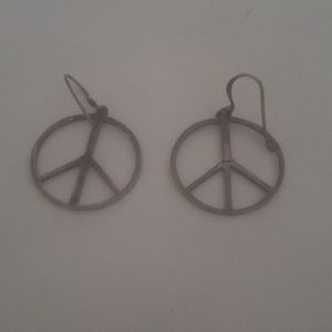 Silver vintage peace earrings